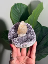 Image 6 of AMETHYST X CALCITE ON STAND -URUGUAY-