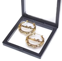 Image 1 of Custom Bamboo Hoop Earrings 