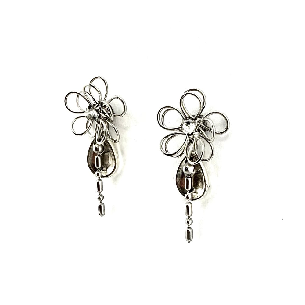 Image of Silver Camellia Earrings