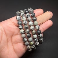 Image 1 of Black Spiderweb Agate Bracelet 