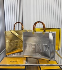 Image 1 of Silver & Gold Meltalic Medium Tote F- ENDI