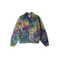 Image 1 of ♻️ UPCYCLED L Ladies 100% Cotton Vintage Jacket in Appalachian Sunset Ice Dye