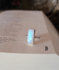 Image 3 of Sterling Silver Rectangle Moonstone Crystal Rings