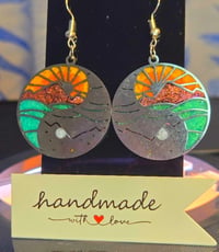 Image 3 of Handcrafted Resin Ying Yang Earrings 