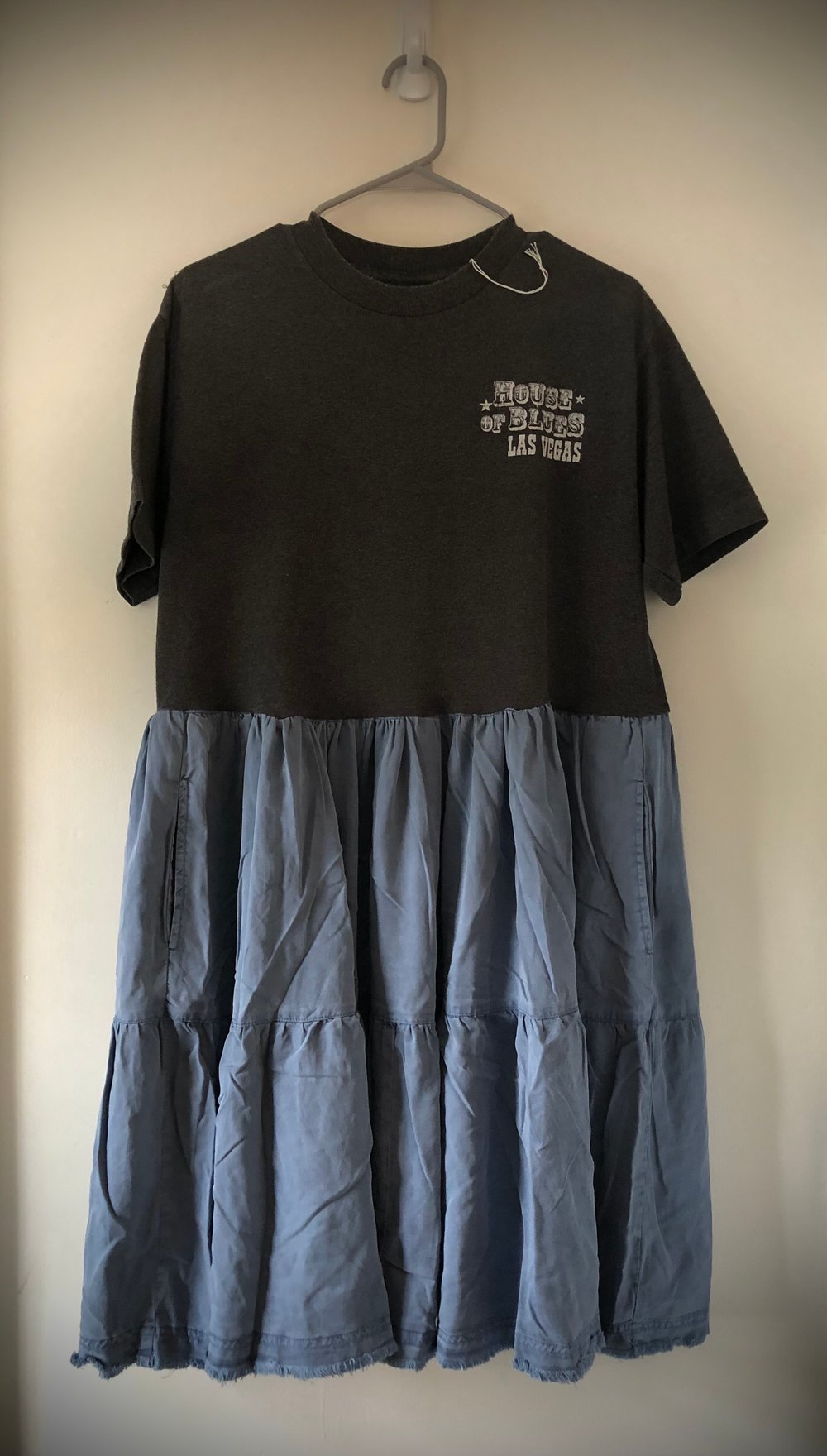 Upcycled “House of Blues” t-shirt babydoll dress