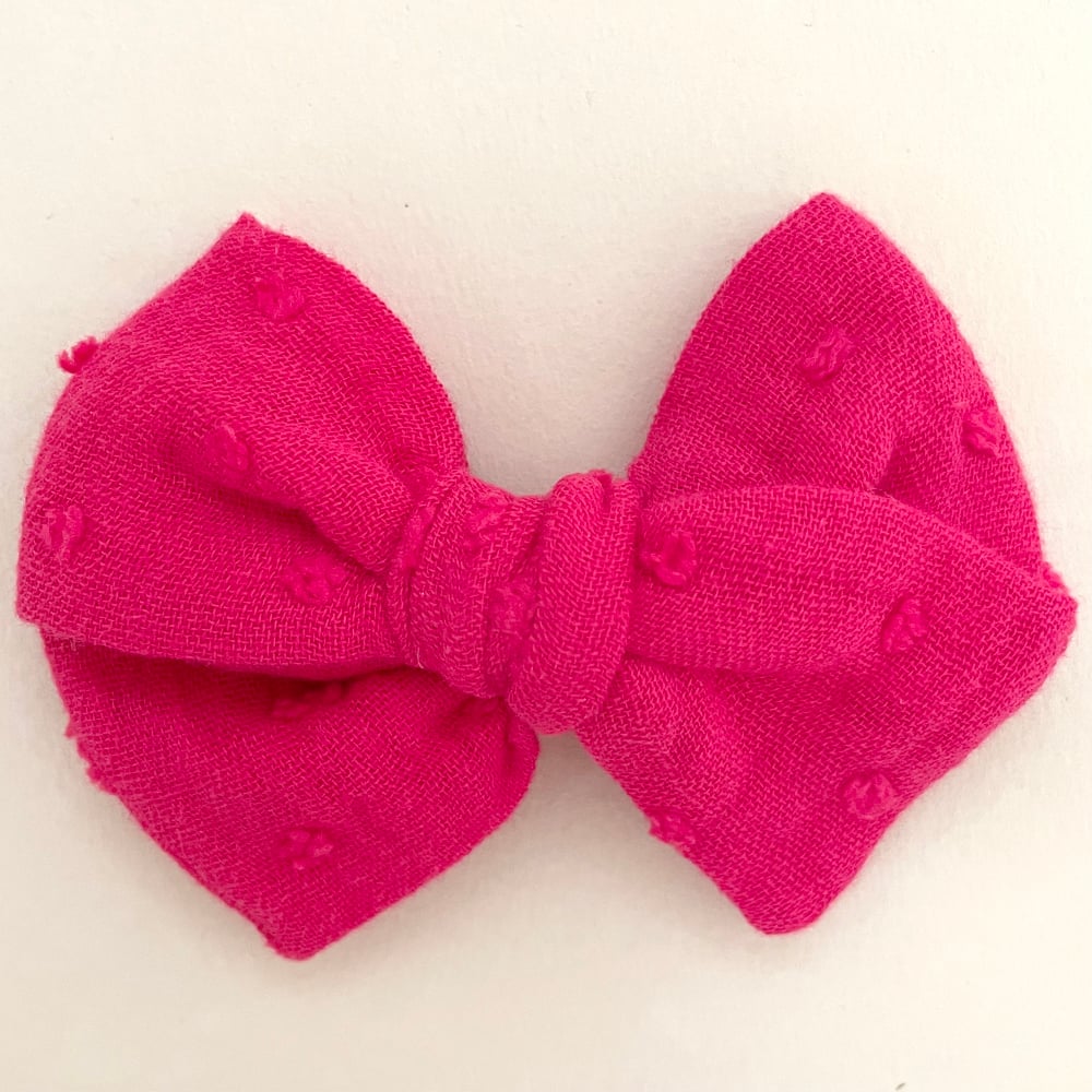 Image of Barrette Elise double gaze fuschia plumetis