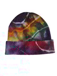 Image 4 of Adult Knit Cuff Beanie in Rainbow Geode Ice Dye