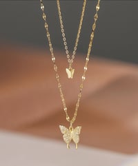 1pc Double-Layered Gold-Tone Butterfly Necklace