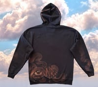 Image 3 of “LILIES” CUSTOM BLEACH PAINTED ZIP UP HOODIE XL