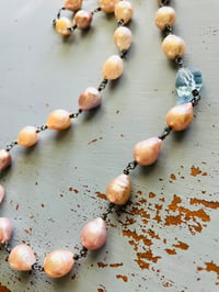 Image 3 of baroque pearl and blue topaz necklace