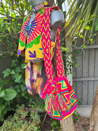 Image 1 of Wayuu Mochila Colombian Bucket bag Neon
