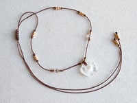 Image 3 of Clear Quartz necklace - Adjustable cord knotted hippie boho necklace 