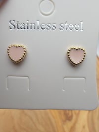 Image 1 of heart shaped stud earrings