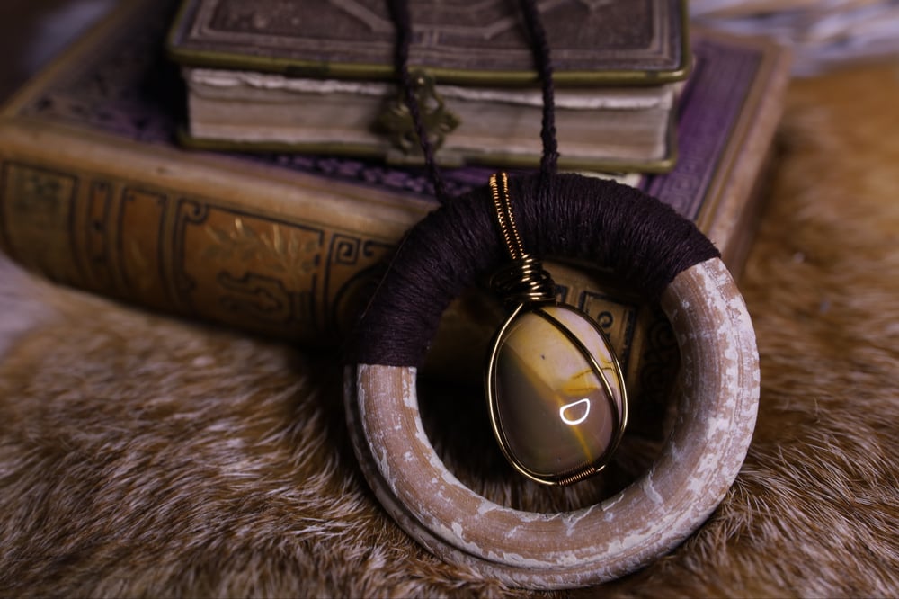 Image of Wooden ring mookaite necklace