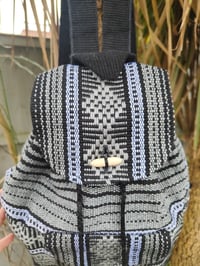 Image 5 of MALIA Mexican Baja woven fabric Backpack - BLACK