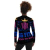 BOSSFITTED Black Neon Pink and Blue Women's Compression Shirt