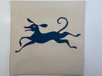 Image 1 of Whippet Cushion Cover - Teal running whippet &
