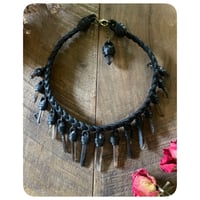 Image 3 of The Empress Necklace - Thin Smokey Quartz and Black Leather