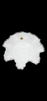Image 4 of Fenton Silver Crest Spanish Lace Milk Glass Dish