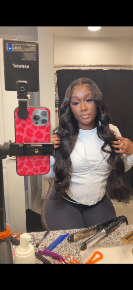 Image of 13*4 curtain bangs loose wave wig in 28 inch