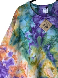 Image 6 of 3XL Unisex Ring Spun Cotton Blend Crew Sweatshirt in Autumn Rainbow Ice Dye