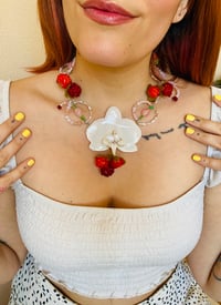 Image 2 of 🍰🍓Rasperries&Cream🍓🍰  Phalaenopsis Orchid Necklace 