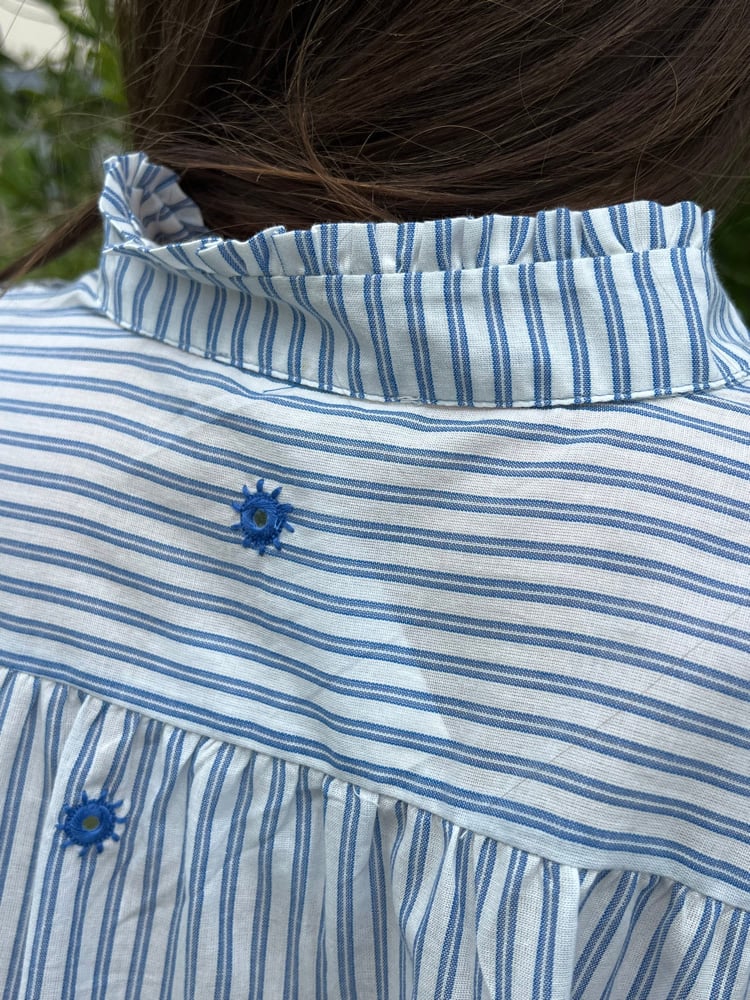 Image of Blouse Bohème rayé Bleu / Brodé T.U.