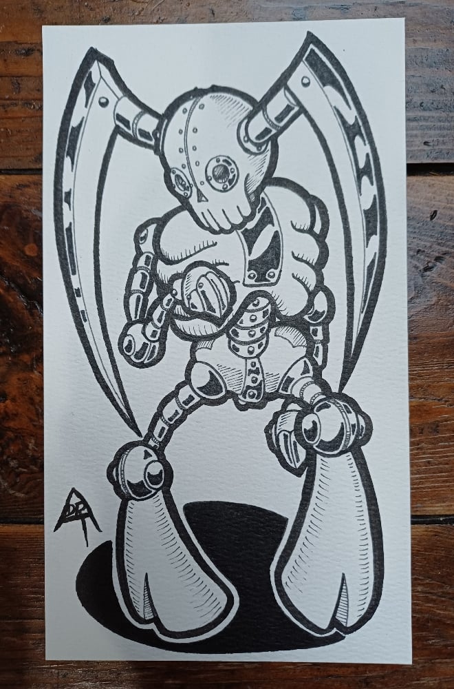 Image of Garada K7 Unique Original Mechtorian Ink Drawing