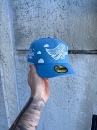 Image 1 of PARTLY CLOUDY SKY BLUE ANEHEIM ANGELS CUSTOK FITTED CAP