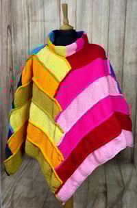 Image 4 of Rainbow Vintage Design, Knitted Poncho, Thick & Warm, Handmade , Size S (fit up to U.K size 10)
