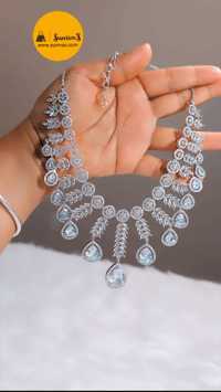 Image 5 of Sia White-Stunning AD Necklace Set with Earrings in White