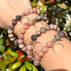 Peach & Black Moonstone Bracelet (moon charm)