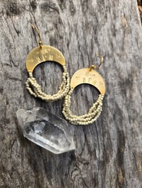 Image 4 of White YEM beaded earrings