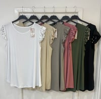 A line Diamante Frill Sleeve Top