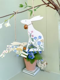 Image 1 of SALE! Country Floral Hanging Hares ( Set of 2 )