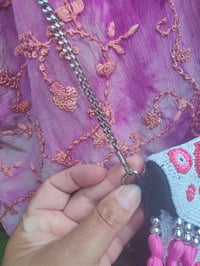 Image 6 of Greek beaded tassel bag - white and pink