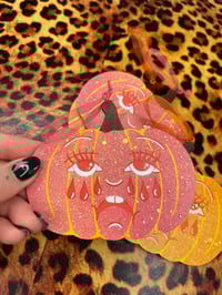 Image 2 of Pink Pumpkin Crying Heart Wall Hanging Rhinestoned