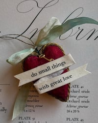 Image 1 of Large Spun Cotton Heart Ornament (with bow and key)