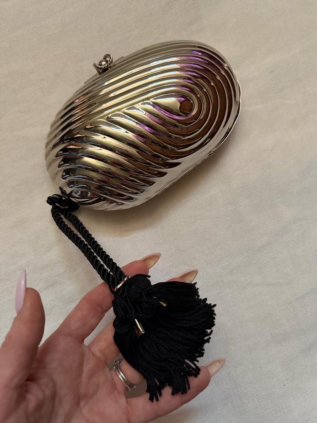 70s metallic purse w tassel