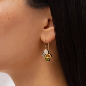 Image of Banyan Citrine, Peridot, Moonstone & Blue Topaz Earrings