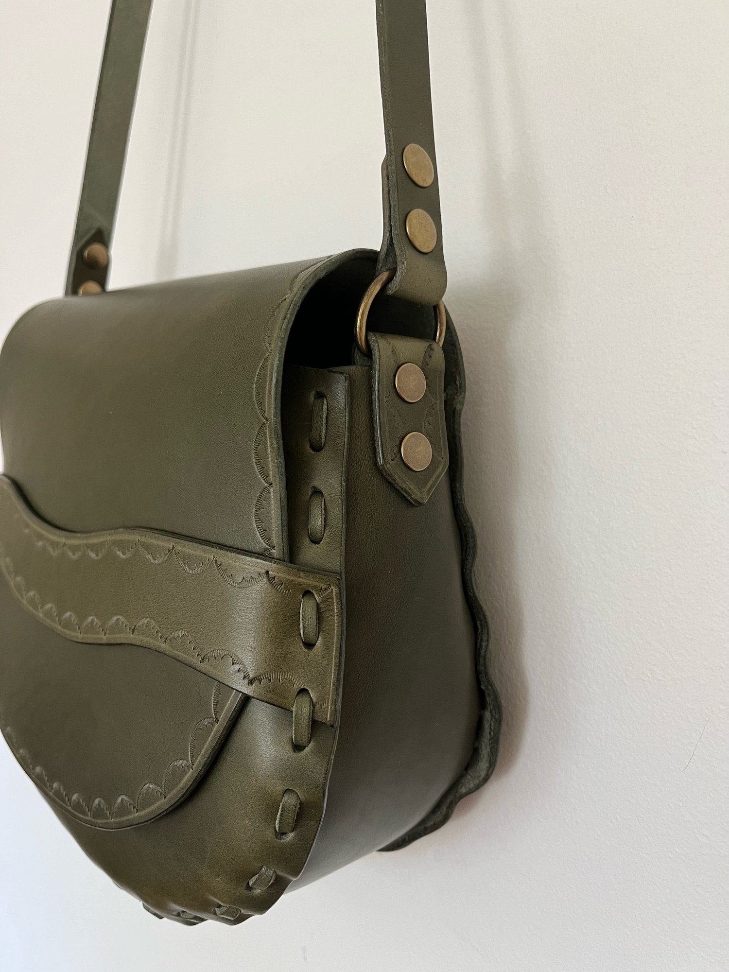 Image of Olive Crossbody Saddle Bag