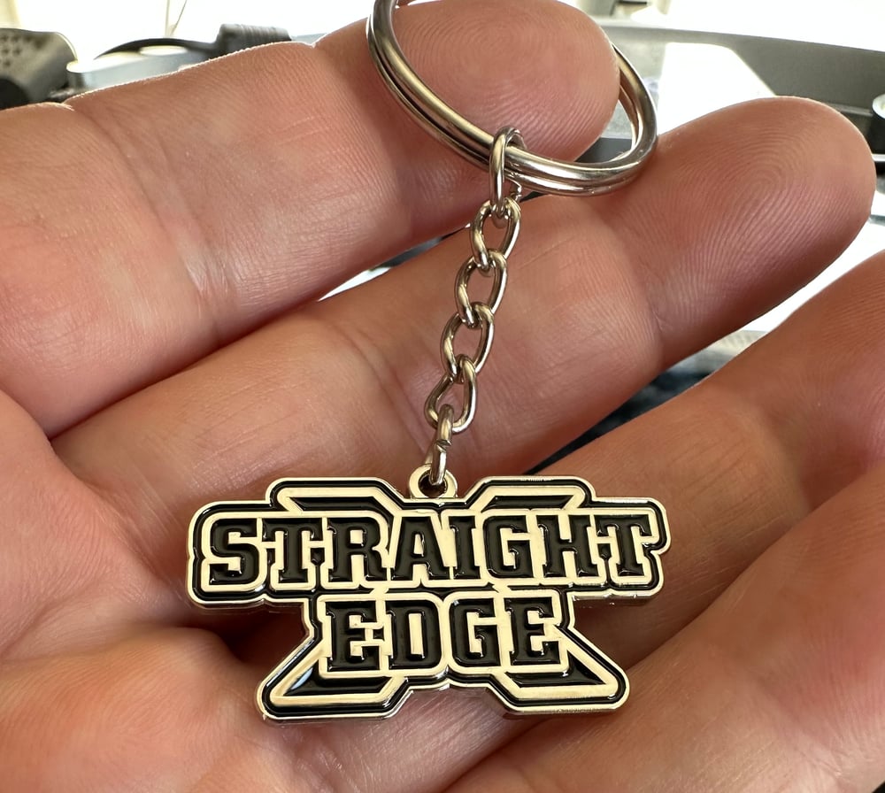 Bright Silver Metallic “Straight Edge” metal Keychain