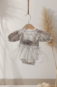Image 1 of Newborn Photo Dress – Grey White Body Prop
