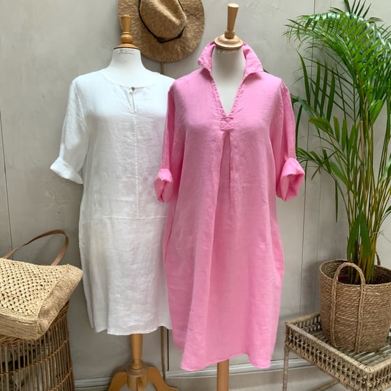 Image of Robe En Lin Daphné Rose Claire