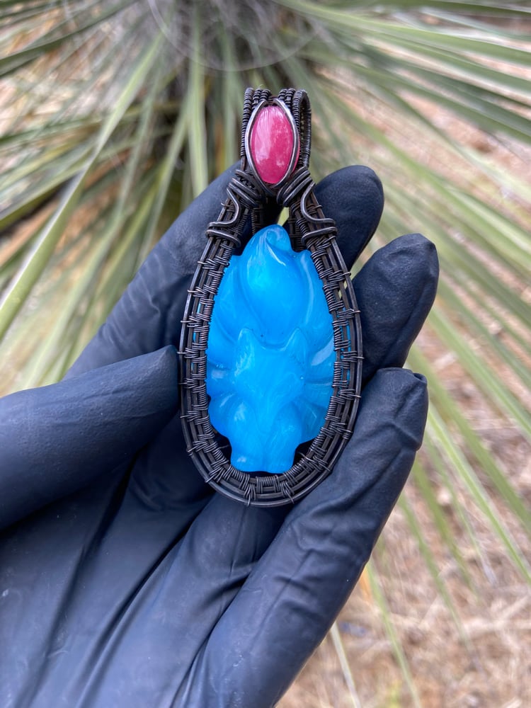 Image of Natural Blue Selenite 9 tailed fox 