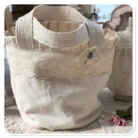 Image 2 of Handmade vintage lace Bucket tote bag