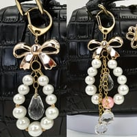 Image 16 of Elegant Bow Pearl Keychain with Crystal Drops - Perfect Gift for Her - Valentine's Day or Anytime - 