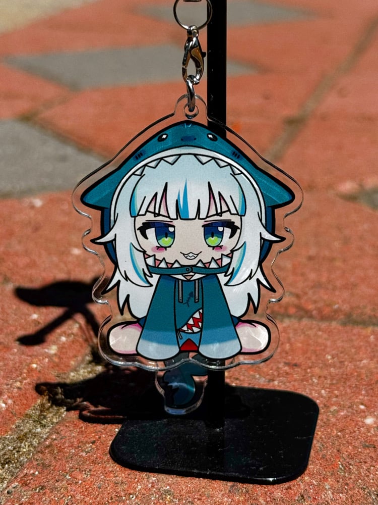 Image of Gura tail wagging acrylic keychain