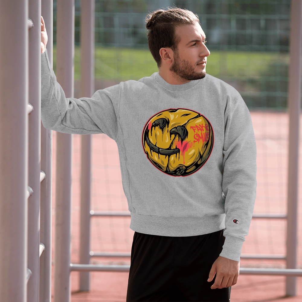 PRINTED FAKE SMILE CHAMPION SWEATSHIRT