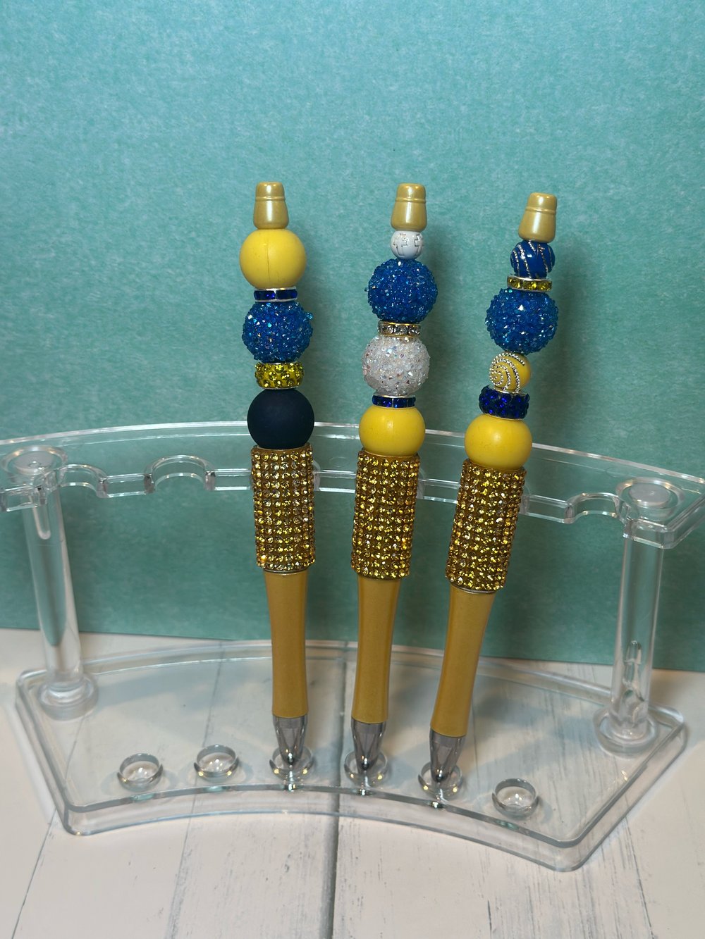 Image of Blue & Yellow Bling  fancy pens with ink refills 